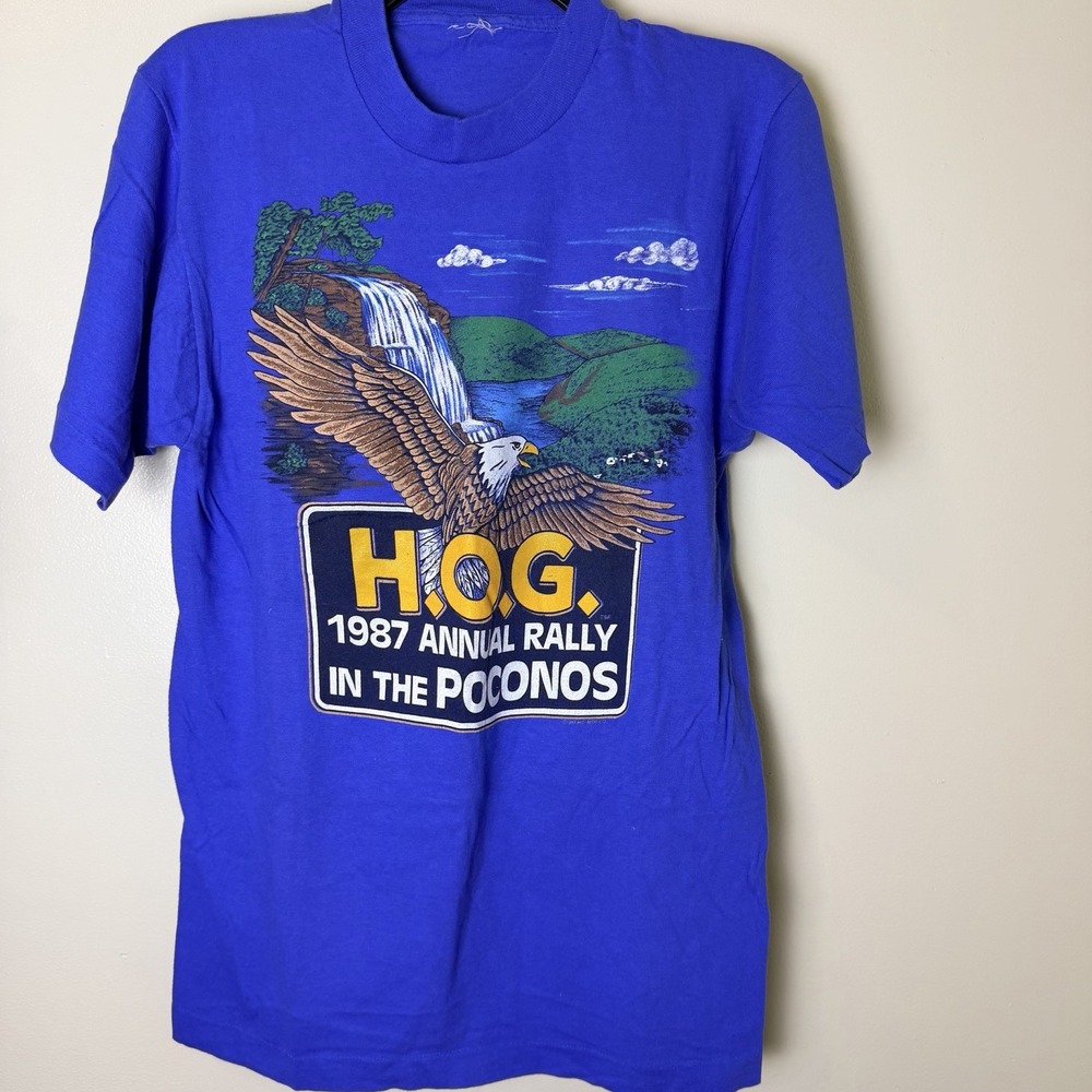 Vintage 1987 Harley Davidson HOG Rally T Shirt Mens M USA  Poconos Pa